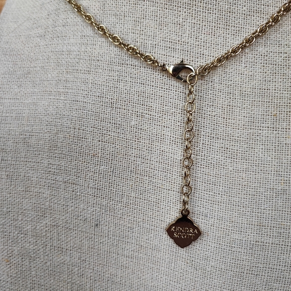 Kendra Scott Necklace Gold Tone Tassel Chain Faux Turquoise FLAW - Picture 13 of 14